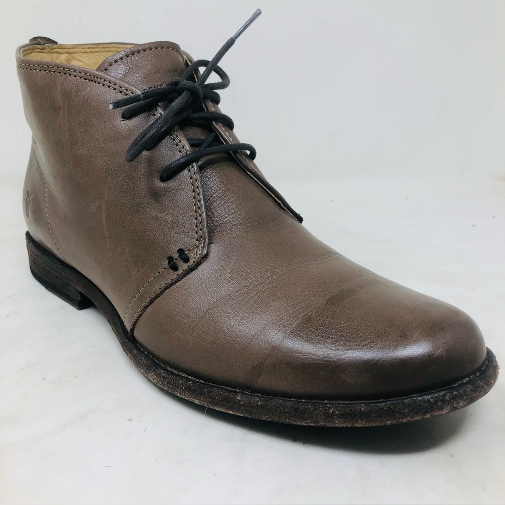 Frye Gray Leather Ankle Boots